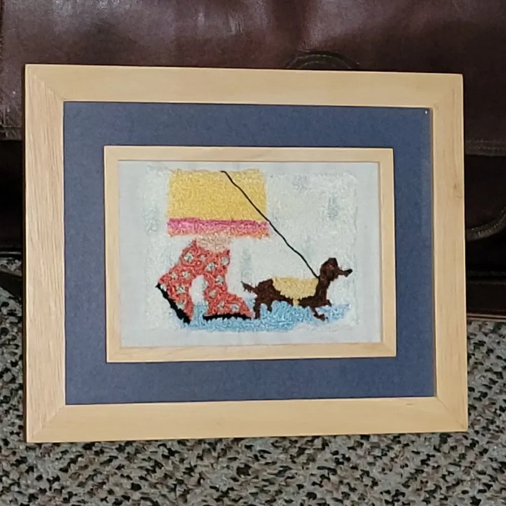 Handmade Needle Punch Art Dog Walk #CH8